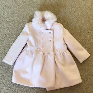Janie and Jack 12 18 M Pink Faux Fur Trimmed Coat